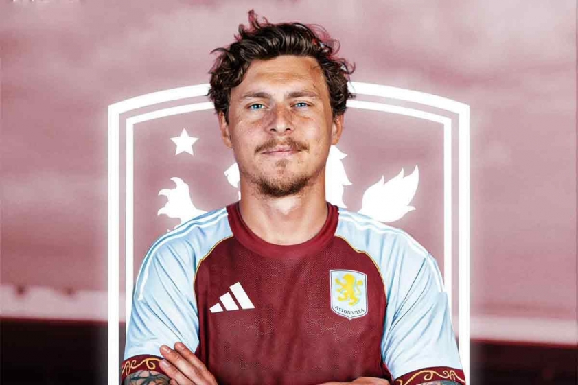 Victor Lindelof hứa hẹn sẽ mang đến 'chất thép' cho hàng thủ Aston Villa (Ảnh: Fabrizio Romano). Victor Lindelof tại Aston Villa