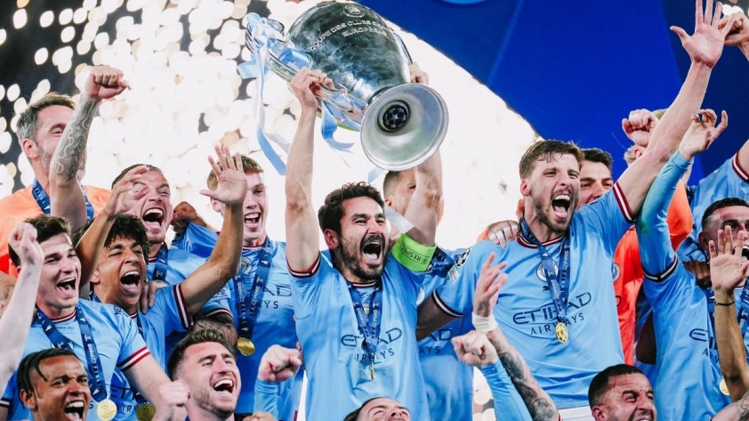 Khoảnh khắc huy hoàng của Gundogan cùng Man City. (Ảnh: Man City) Gundogan ăn mừng cùng Man City