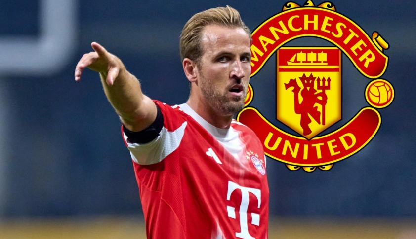 MU xem Kane là giải pháp hoàn hảo cho bài toán hàng công bế tắc Harry Kane và logo MU