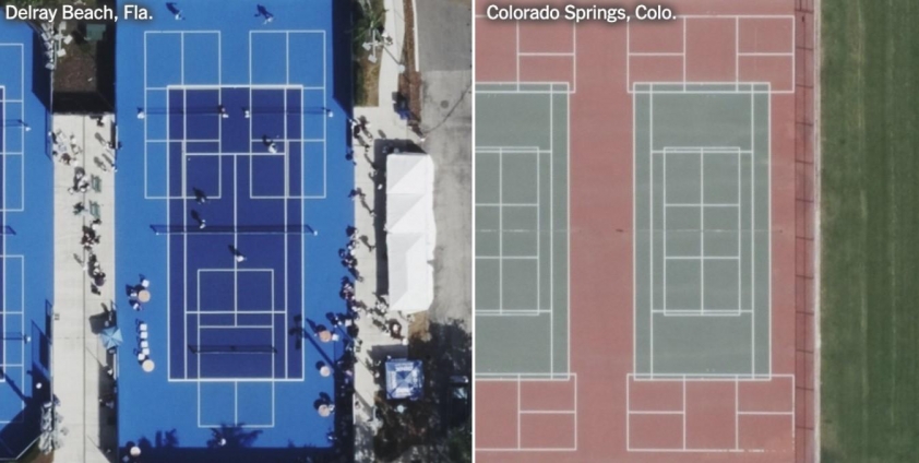 Sân tennis được chuyển đổi thành nhiều sân pickleball Chuyển đổi sân tennis thành sân pickleball