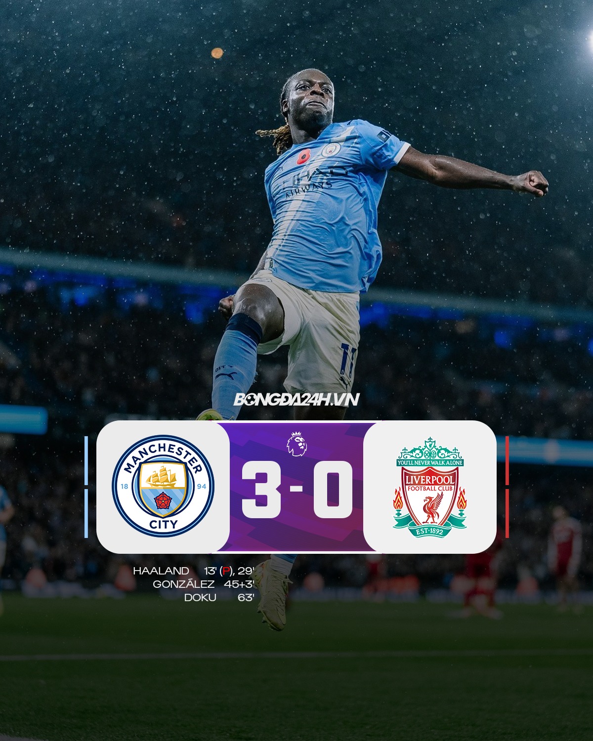 Vũ điệu ma thuật của Jeremy Doku 1 Man City vs Liverpool - màn trình diễn của Jeremy Doku