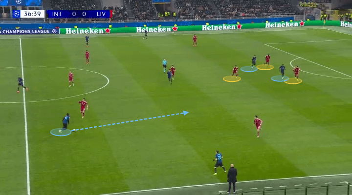 Trước Inter, Arne Slot đã tìm ra giải pháp ngắn hạn cho những vấn đề của Liverpool 6 Yann Bisseck tận dụng khoảng trống để xâm nhập vòng cấm